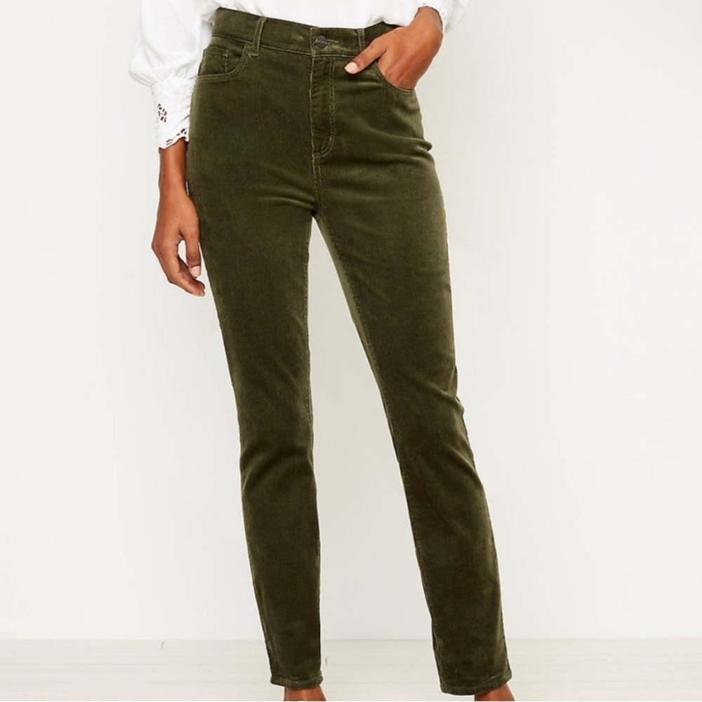 NWOT Loft Olive Corduroy High Waist Skinny Casual Pants Size 4/27